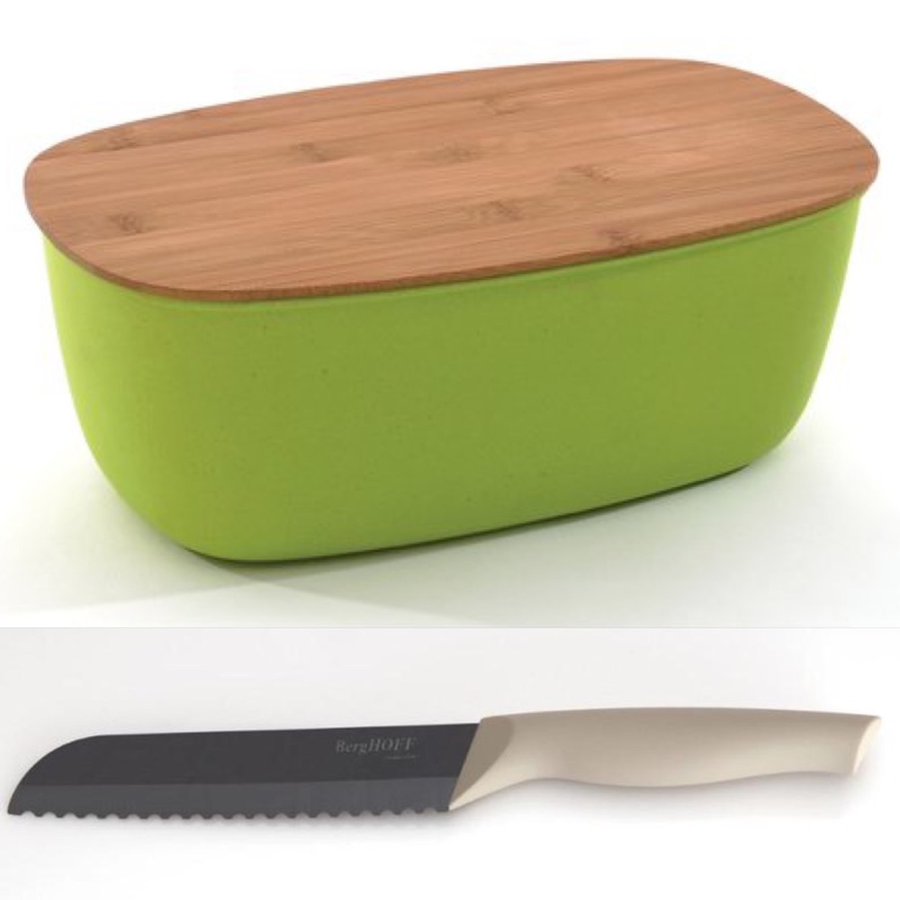 BERGHOFF Cooknco Bread Bamboo Bin + 6” Knife